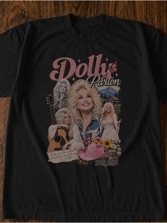 Gildan Other - Dolly Parton Black Dolly Parton Graphic Tee with Pink Accents